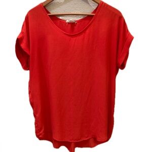 Pleione short sleeved crepe blouse. Cherry red. Size L